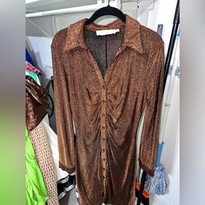 WOMENS GLITTERY BROWN/BLACK LONG SLEEVE DRESS XL